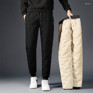 Men's Pants Winter Fleece Thick Lambswool Warm Sweatpants Casual Water Proof Big-Size Wool Trousers Male Black Gray Joggers