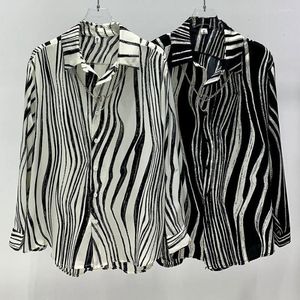 Men's Casual Shirts Black And White Zebra Shirt Spring Striped Print Men Cool Blouses Long Sleeve Graphic Y2K Tops Large Size A140