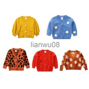 Pullover 16Yrs Children Girls Sweater LeopardFloral Cardigans Coat Warm Autumn Kids Girls Knitted Outwear Winter Knitwear Outfits x0818