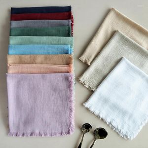 Table Napkin 45 45cm Tassel Plain Cloth Absorbent Tea Towel Weave Cotton Dish Rag Kitchen Dinner Plate Placemat Wedding Banquet Decor