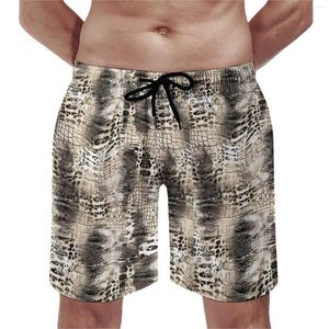 Men's Shorts Board Snakeskin Casual Swimming Trunks Trendy Animal Print Men Comfortable Sportswear Oversize Short Pants