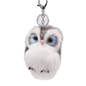 Keychains Lanyards Imitation Rabbit Fur Owl Keychain Cute Fashion Kids Plush Dolls Pom Soft Fluffy Charm Baby Girls Women Gift Drop Dhuqt