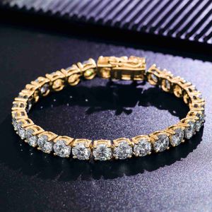 14K GOLD MOISSANITE TENNIS سلسلة 5 ملم 6-9 بوصات مثلج سوار التنس الماسي سلاسل الموسانيت