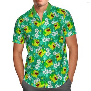 Мужские повседневные рубашки 2023 3D -печать зеленая аниме Гавайская рубашка мужская летняя короткие рукава негабаритная Camisa Social 5xl S110