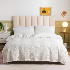 Bedding Sets simples Seersucker Home Twin Set Pink Soft confortável Single Double Double Tampa King Size Size Pleats Sets Queen 230817