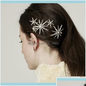 Headbands Jewelrystonefans Luxury Star Crystal Pearl Pin Barrettes Grip For Women Rhinestone Clips Hair Jewelry Aessories Drop Deliver Dhwxn