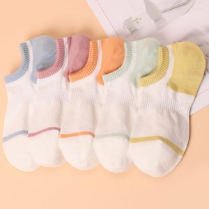 Women Socks 5 Pairs Ladies Breathable Thin Cotton Ankle Sports Boat Women's Spring Summer Casual Low-Cut Invisible Sock Girl Gift