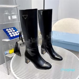 Nylon Boots Women Leather Boot Combat Frosted Cowhide Long Designer Shoes