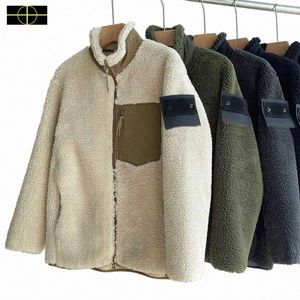 Designerskie Męki Topstoney Stones Island Jackets Kurtka płaszcza Zimowa gruba długi rękaw z kapturem z kapturem jagnięcy styl zniszczona z ubraniem Epaulet Island