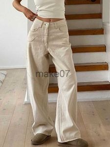 Женские джинсы Houzhou Beige Jeans Backgy Женщины повседневные джинсовые брюки Винтажные брюки с высокой талией.