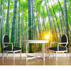 Sfondi sfondi personalizzati per paesaggio naturale. Foresta di bamboo con Sunny Po per soggiorno da letto da letto da sfondo di sfondo da sfondo di sfondo per la parete della camera da letto