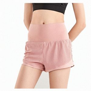 Scuba New Women Women Strawberry Milkshake Cantura elástica Mesh Shorts Hostty Palnta de ioga Pocket Pollo