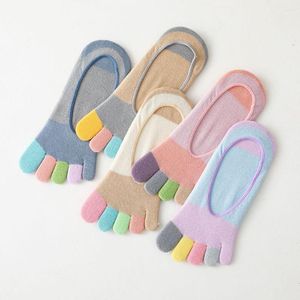 Women Socks Creative Colorful Patchwork Girls Clothing Accessories Soft Hosiery Five Toe Boat Cotton Short