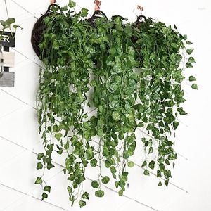 Decorative Flowers 90cm Artificial Vine Plants Hanging Ivy Green Leaves Garland Radish Seaweed Grape Fake Home Garden Wall Party Decoration