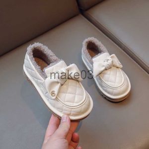 Sneakers Beige Solid Color Children's Leather Shoes Sying Casual Princess Bow 2022 Simple Slip On Round Head Kids Fashion Loafers Simple J230818