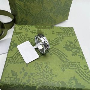 Pierścienie projektantów liter g logo srebrna obrączka ślubna luksusowa mody biżuteria metal ggity pierścienie kryształowy prezent 5067