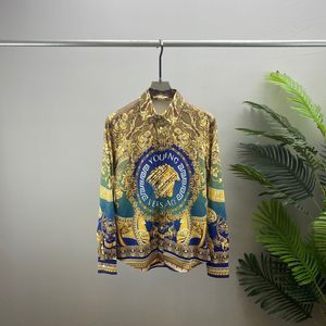 Купить оптовая мужская модная рубашка с цветочным принтом, повседневная пуговица с длинным рукавом, гавайская рубашка набор летняя пляжная дизайнерская рубашка
