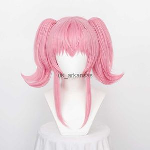 Syntetiska peruker amu hinamori cosplay wig rosa syntetiskt hår amu 2 chip hästtails anime shugo chara hkd230818