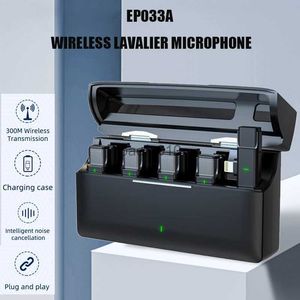 Microphones Wireless Lavalier Microphone with Charging Compartment 300m Range Recording Vlog for Youtube Live for iPhone Android EP033A HKD230818