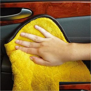 Towel Random Color 45Cmx38Cm Super Thick Plush Microfiber Car Cleaning Cloths Care Microfibre Wax Polishing Detailing Towels Drop De Dhitd