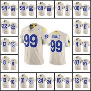 Los Angeles''Rams''Men 10 Cooper Kupp 99 Aaron Donald 15 Tutu Atwell 9 Matthew Stafford Maglia da donna Youth Bone Custom Vapor Limited