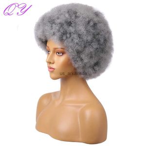 Synthetic Wigs Ombre Grey Color Synthetic Women Hair Wig Short Afro Kinky Curly For Woman High Temperature Fiber Daily Use Party Cosplay Wig HKD230818