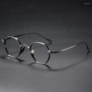 Солнцезащитные очки рамы унисекс чистый титан для женщин Очеительственные полигональные очки мужчины легкие очки рамки