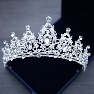 Cabeças de casamento Tiara Crystal Bridal Tiara Crown Color Silver Diadem Véil Acessórios Jóias da cabeça