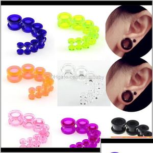 Plugs Tunnel all'ingrosso 1 set 8pcs calibri Soft Sile Body Jewelry Sconcetti MTI Dimensioni da colori da 212 mm Jluka RW3re Delivery Delivery Dhref