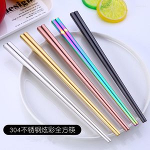 Chopsticks 2st icke-halk kinesisk rostfritt stål återanvändbar metallpinnar för sushi hashi pinnar tabellkök