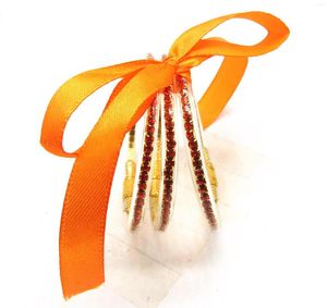 Armreifen 3pcs/Set Orange Bowknot Glitzer gefülltes Silikon -Gelee -Armband Leichtes Buddha Mädchen Kristallarmbänder Mädchen Lieblingsgeschenk