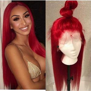 Parrucca femmina con pizzo anteriore parrucca rossa dritta dritta dritta fibra chimica parrucca copertura 230818