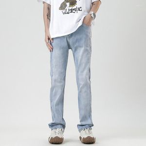 Herren Jeans Tfetters Frühling Herbst gewaschene Männer 2023 Mode Stretch Mid Rise gerade Bein Jeanshose Hip Hop Party Streetwear