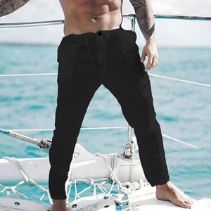 Men's Pants Men Trousers Comfortable Breathable Summer For Soft Drawstring With Slanted Pockets Simple Style