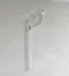 QBSOMK 14CM Curved Glass Oil Burner Pipe Ball OD 30mm Tube Diameter 10mm med krökt fäste olika färgade balancer Pyrexoljor ll