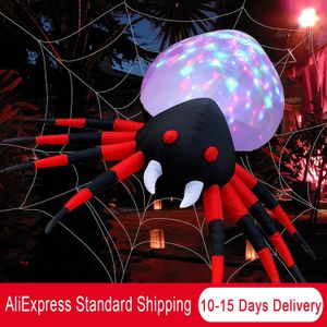 Other Event Party Supplies 8 Ft Halloween Inflatables Giant Red Spider Buildin Swirling LED Lights Blow up Decorations for Outdoor Garden Yard Lawn 230817