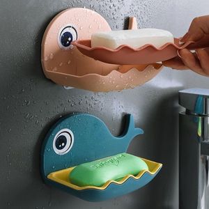 Food Storage Organization Sets 1PCS Wall Mounted Soap Dish for Bathroom Shower Portable Whale Holder Plastic Sponge Tray Kitchen Accessories 230817