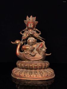 Figurine decorative Vecchia corsa tibetana di rame La statua di Swan Tara Buddha