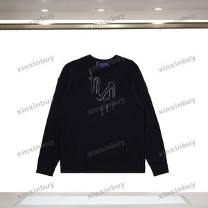 xinxinbuy men婦人デザイナースウェットシャツ周波数花の刺繍セーター黄色の白い白いxs-l