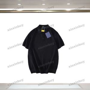 Xinxinbuy Men Designer Tee T Shirt 23ss Paris Exposs Letters Jacquard wełniany krótki rękaw Bawełni