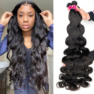 Capelli brasiliani intrecciati fasci di capelli umani tessitura 1/3/4 bundle di onde del corpo 28 30 32 34 38 pollici Remy Virgin Hair Extensions