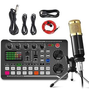 Microphones Podcast Microphon Sound Card Kit Professionelles Studio -Kondensator -Mikrofon F998 Live -Soundmixer (optional) für den Livestreaming -Podcasting HKD230818