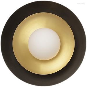 Lampa ścienna Nordic Nowoczesny kreatywny okrągły światło luksusowy All Miedziany salon czarny złoty sypialnia sypialnia prosta przejście