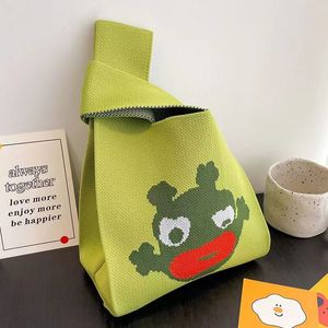 Bolsa de lã de malha feminina com uma sacola casual bolsas de noite bolsa de celebridades internet saco de baldes bolsa de balde japonesa e coreana por transporte versátil