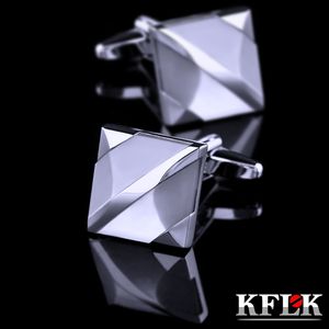 Cuff Links KFLK Jewelry Fashion Brand of Shirts Gufflinks Rose White Square Pinks di lussuoso pulsante di nozze Maschio Ospiti di alta qualità 230818