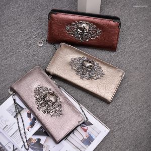 Wallets Skull For Women Zip Around Clutch With Holder Phone Case Leather Long Goth Wallet Purse Wristlet Carter