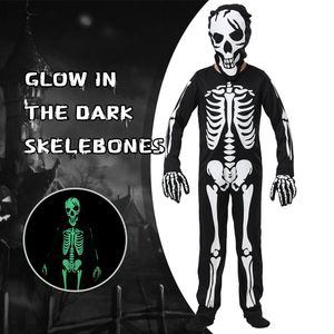 Cosplay Child Halloween Zombie Skeleton Glow In The Dark Costume Jumpsuit Kids Fancy Dress Carnival Theme Party 230818