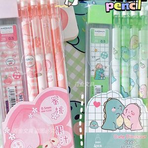 Cute 4pc 0.5mm Mechanical Pencils Kawaii Automatic Press Pen Erasers Writing School Tool Office With Students Stati I8A3
