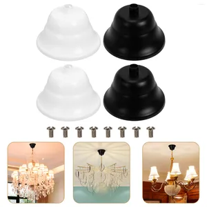 Pendant Lamps 4 Sets Vintage Lamp Shades Chandelier Chain Chassis Decor Light Caps Ceiling White Iron Base