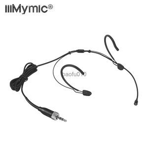 Mikrofonlar IIIMIMIC Profesyonel Siyah Kulaklık Mikrofonu 3.5mm Kilitlenebilir Headworn Mic Çift Kulak Kancası Sennheiser Kablosuz Bodypack Sistemi HKD230818
